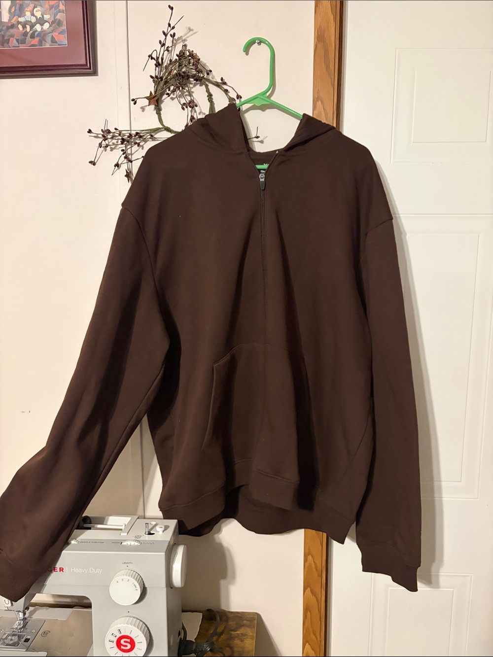 Xersion Brown Hooded Zip-Up Sweatshirt